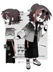  1girl belt black_pants black_sweater brown_eyes brown_hair brown_socks chinese_commentary clenched_hand closed_mouth colored_skin commentary_request commission eyewear_on_head full_body gauze gauze_on_cheek hand_up highres jin_fang_jintian_gu_le_ma layered_sleeves long_sleeves multicolored_hair multiple_views open_mouth orange_belt orange_hair original pants reference_sheet shoes short_over_long_sleeves short_sleeves smile sneakers socks sunglasses sweater too_many_watermarks turtleneck turtleneck_sweater two-tone_hair watermark white_shoes white_skin 