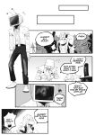 absurd_res ambiguous_gender antenna_wire antennae_(anatomy) anthro black_and_white bracelet clothed clothing darkner deltarune electronics english_text female group hair hi_res humanoid jewelry lightner long_hair male monochrome monster pippins_(deltarune) repair screen screen_face shadowguy_(deltarune) shuttah_(deltarune) solo spiked_bracelet spikes television tenna_(deltarune) text the_original_starwalker torn_clothing undertale_(series) vokoy water_cooler watercooler_(deltarune) zapper_(deltarune)