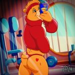 1:1 2024 accessory anthro bear butt butt_pose care_bears cellphone champ_bear chest_tuft closed_smile clothed clothed_anthro clothed_male clothing digital_drawing_(artwork) digital_media_(artwork) electronics exercise_equipment fabfelipe fur fur_tuft furgonomic_underwear furgonomics gym hair headband heart_symbol hi_res holding_cellphone holding_object holding_phone holding_smartphone jacket male mammal mirror_selfie mouth_closed multicolored_body multicolored_fur orange_body orange_fur orange_hair phone pose red_clothing red_headband red_jacket red_thong red_topwear red_underwear selfie short_tail smartphone smile solo tail thong topwear tuft underwear