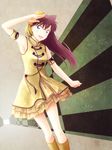  armpits arya_(tianhua) bare_shoulders blue_eyes brown_hair hair_ornament layered_skirt long_hair meitantei_conan miniskirt mouri_ran open_mouth skirt solo yellow_skirt 