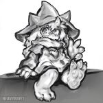 1:1 anthro barefoot claws clothing deltarune eyewear feet fluffy glasses hat headgear headwear heavyrivet hi_res magic_user male monster pawpads paws pointy_hat ralsei robe scarf sitting sketch solo undertale_(series)