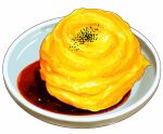  bowl commentary_request food food_focus frying-ammonite no_humans omelet omurice original simple_background white_background 