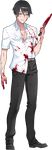  black_eyes black_hair blood blood_on_face bloody_clothes bloody_weapon full_body kjech knife male_focus official_art solo transparent_background weapon yandere yandere-kun yandere_simulator 