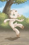  anthro caprine cub featureless_crotch goat hooves horn looking_at_viewer male mammal minum nude outside prancing smile young 