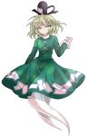  1girl alphes_(style) black_hat breasts closed_mouth commentary_request dairi dress frilled_sleeves frills full_body ghost ghost_tail green_dress green_eyes green_hair hand_up hat highres japanese_clothes large_variant_set looking_at_viewer medium_hair parody soga_no_tojiko solo style_parody tachi-e tate_eboshi tearing_up touhou transparent_background variant_set 
