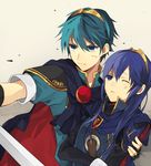  1girl angry bad_id bad_pixiv_id blue_eyes blue_hair falchion_(fire_emblem) fire_emblem fire_emblem:_kakusei fire_emblem:_monshou_no_nazo holding long_hair lucina marth seoto super_smash_bros. sword weapon 