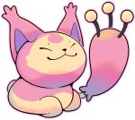 absurd_res alpha_channel domestic_cat dragonpatches felid feline felis female feral generation_3_pokemon hi_res invalid_background loaf loafing lying mammal narrowed_eyes nintendo pink pokemon pokemon_(species) skitty solo solo_focus squint