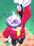 absurd_res ambiguous_gender animate_inanimate antenna_wire belt_buckle black_bottomwear black_clothing black_pants blush bodily_fluids bottomwear buckle bulge clothing deltarune drooling duo electronics erection fangs floor footwear gloves handwear hi_res humanoid male necktie open_mouth overweight pants pink_tongue pippins_(deltarune) red_clothing red_suit saliva sharp_teeth shoes suit supersponger teeth television tenna_(deltarune) tile tile_floor tongue tongue_out undertale_(series) vore whiskers white_clothing white_face white_gloves white_handwear yellow_clothing yellow_footwear yellow_necktie yellow_shoes