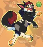 absurd_res ball canid canine canis domestic_dog dragonpatches female feral fluffy fluffy_tail head_tuft hi_res husky klepto_husky mammal neck_tuft nordic_sled_dog paws simple_background solo spitz tail tennis_ball tongue tongue_out tuft