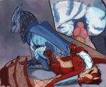 absurd_res anal anal_penetration animal_genitalia anus balls big_butt blue_anus blue_membrane butt dragon duo entropy_(billeur) erection feral genitals hi_res knot male male/male membrane_(anatomy) membranous_wings mythological_creature mythological_scalie mythology penetration penis pink_knot pink_penis saybin_iacere scalie sheath teavern wings