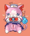  anus blush bottomless clitoris clothed clothing cub dress feline female looking_at_viewer mammal pussy sailornyan slimefur solo standing yo-kai_watch young 