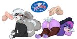 absurd_res anus armwear blue_eyeshadow bodily_fluids clitoral_hood clothing cum cum_in_ass cum_in_mouth cum_inside cum_on_face disembodied_balls disembodied_hand disembodied_penis duo eyeshadow female feral funnel_in_ass fur genital_fluids genitals grey_body grey_fur hair hasbro hi_res legwear littlest_pet_shop littlest_pet_shop_(2012) makeup male multicolored_body multicolored_fur multicolored_hair orange_eyeshadow penis pepper_clark purple_body purple_fur purple_hair raised_tail semen_on_body simple_background tail two_tone_body two_tone_fur two_tone_hair vulva zelripheth zoe_trent