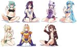  1boy 6+girls :o ahoge alice_zuberg aqua_eyes aqua_hair arm_support armor armored_dress artist_name asuna_(sao) asuna_(sao-alo) bare_arms bare_legs bare_shoulders barefoot bikini black_hair black_panties blonde_hair blue_eyes blue_hair blush body_armor bow bra bracelet breastplate breasts closed_eyes closed_mouth collarbone commentary_request crossed_legs dated dress elf fanning_self feet full_body gold_armor green_eyes green_trim hair_between_eyes hair_bow hair_ornament hairband highres hip_armor holding hot jacket jewelry kirito kirito_(sao-ggo) knight large_breasts leafa_(sao) long_hair looking_at_viewer medium_breasts multiple_girls navel o-ring o-ring_top open_clothes open_jacket open_mouth panties pointy_ears ponytail purple_dress purple_eyes purple_hair red_eyes red_hairband seiza shikei short_hair short_hair_with_long_locks shorts side-tie_bikini_bottom sidelocks simple_background sinon sitting sleeveless small_breasts smile sports_bra spread_legs stomach sweat swimsuit sword_art_online toes underwear underwear_only very_long_hair vocaloid voiceroid wariza wet white_background white_bikini white_hairband wristband yuuki_(sao) yuzuki_yukari 