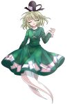  1girl alphes_(style) black_hat breasts closed_eyes commentary_request dairi dress frilled_sleeves frills full_body ghost ghost_tail green_dress green_hair hand_up hat highres japanese_clothes large_variant_set medium_hair open_mouth parody smile soga_no_tojiko solo style_parody tachi-e tate_eboshi touhou transparent_background variant_set 