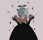  alternate_color bad_id bad_twitter_id black_dress black_gloves blue_hair bob_cut colored_skin dress elbow_gloves gardevoir gengar gloves grey_background hair_over_one_eye kurosuke_(krsk_8x8x) mega_gardevoir mega_pokemon orange_eyes pokemon pokemon_(creature) shiny_pokemon simple_background white_skin 