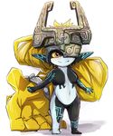  armor breasts dagasi featureless_breasts female hair helmet humanoid imp midna nintendo orange_eyes orange_hair pointy_ears prehensile_hair simple_background smile solo the_legend_of_zelda twili twilight_princess video_games white_background yellow_sclera 