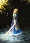  absurdres ahoge armor armored_dress artoria_pendragon_(all) blonde_hair excalibur fate/stay_night fate_(series) hangyifan97 highres saber solo walking walking_on_liquid water 