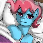  bed blue_fur earth_pony equine eyelashes friendship_is_magic fur hair horse john_joseco looking_at_viewer mammal mrs_cake_(mlp) my_little_pony pillow pink_hair pony solo tired 