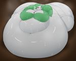  belly big_belly big_breasts breasts female gardevoir hyper hyper_belly immobile nintendo obese overweight pok&eacute;mon raised_arm sweat unknown_artist video_games weight_gain 