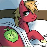 bed big_macintosh_(mlp) earth_pony equine freckles friendship_is_magic fur green_eyes hair horse john_joseco mammal my_little_pony orange_hair pillow pony red_fur solo tired 