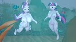  2016 3d_(artwork) anthro anthrofied areola barefoot big_breasts blue_hair breasts bubble cutie_mark daemont92 digital_media_(artwork) equine female fish friendship_is_magic hair hi_res holding_breath horn mammal marine multicolored_hair my_little_pony navel nipples nude purple_eyes pussy sea source_filmmaker starlight_glimmer_(mlp) swimming twilight_sparkle_(mlp) underwater unicorn water 
