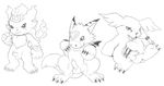  anthro balls canine coronamon digimon dorumon erection feline feral flaccid front_view frown gazimon greyscale handpaw humanoid_penis line_art looking_at_viewer mammal monochrome multiple_images on_haunches on_hind_legs open_mouth partially_retracted_foreskin paws penis quadruped sitting slimefur smile standing uncut 