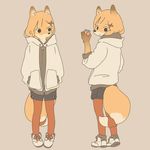  artist_request black_eyes coke fox furry hoodie red_legwear short_hair sneakers 