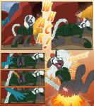 absurd_res ambiguous_gender anthro anus armor black_body black_fur burning butt butt_on_fire cave club_(weapon) comic cutie_mark dragon duo equid equine fan_character female fire fur genitals gold_(metal) gold_jewelry green_eyes hair hand_on_butt hasbro hi_res horn horse jewelry mammal melee_weapon my_little_pony mythological_creature mythological_equine mythological_scalie mythology offscreen_character pain pearlyiridescence pony scalie unicorn vulva weapon white_hair