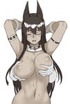  animal_humanoid ankh anubis armpits breast_grab breasts deity disembodied_hand egyptian female hand_on_breast houtengeki humanoid jackal_humanoid navel 