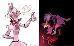  &lt;3 ambiguous_gender animatronic bow_tie canine duo exposed_endoskeleton fangs five_nights_at_freddy&#039;s five_nights_at_freddy&#039;s_2 fox funtime_foxy_(fnafsl) fur grin machine mammal mangle_(fnaf) not-a-comedian pink_fur robot sister_location sparks video_games white_fur 
