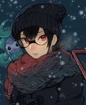  :o bangs beanie black-framed_eyewear black_hat castform cellphone coat gen_3_pokemon glasses hat long_hair looking_at_viewer male_focus parted_lips phone pokemon pokemon_(creature) pokemon_special red_eyes ruby_(pokemon) snowing sweat upper_body winter_clothes yukin_(es) 