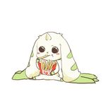  black_eyes blush creature digimon eating floppy_ears food french_fries horn lowres no_humans rebecca_(keinelove) sitting solo spread_legs terriermon 
