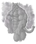  2014 3_fingers abs arm_tuft biceps big_biceps cheek_tuft chest_tuft colored digital_drawing_(artwork) digital_media_(artwork) feline fist front_view fur green_eyes grey_background grey_fur grey_nose grey_theme head_tuft huge_muscles inner_ear_fluff jaguar looking_away male mammal manly muscular muscular_male naturally_censored pecs pose quads schwartzgeist serratus shaded shoulder_tuft shwartzgeist simple_background snout solo standing thick_neck tuft whiskers white_background 