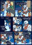  animated_skeleton backpack bone christmas_lights comic dialogue human humor mammal papyrus_(undertale) plumfsh protagonist_(undertale) sans_(undertale) skeleton snow undead undertale video_games 