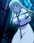  1girl alicia_(queen&#039;s_blade) breasts highres large_breasts long_hair night nipples nude queen&#039;s_blade rope screencap solo stitched tied 