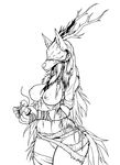  anthro big_breasts bloodborne breasts clothed clothing female hair horn long_hair mask monochrome nipples partially_clothed pussy solo unknown_artist vicar_amelia 