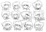  angry anthro blush collar female fish looking_at_viewer marine monochrome multiple_images open_mouth shark sharp_teeth sketch smile solo teeth tongue tongue_out xaenyth 