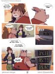 annoyed anthro basil_(mikrogoat) bottomwear breasts brown_hair clothed clothed_anthro clothed_female clothed_male clothing comic cross-popping_vein dialogue domestic_pig duo english_text female fur hair hi_res horn lagomorph leporid male mammal mikrogoat overweight overweight_anthro overweight_male pink_body pink_fur pink_skin rabbit ruby_(mikrogoat) running shirt shorts speech_bubble suid suine sus_(pig) tank_top text topwear treadmill url