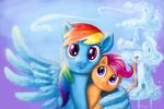  2013 blue_feathers blue_fur equine feathered_wings feathers friendship_is_magic fur hair looking_at_viewer mammal multicolored_hair my_little_pony pegasus purple_eyes rainbow_dash_(mlp) rainbow_hair scootaloo_(mlp) shaadorian wings 