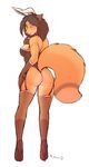  anthro breasts butt canine clothed clothing collar female fox garter looking_at_viewer looking_back mammal rosa_(woadedfox) simple_background solo standing white_background woadedfox 
