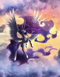  2014 cosmic_hair cutie_mark equine eyelashes feathered_wings feathers female feral flying friendship_is_magic fur hooves horn jewelry mammal my_little_pony necklace nude princess_celestia_(mlp) shaadorian smile spread_wings white_feathers white_fur winged_unicorn wings 