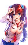  bra breasts cum misaki_kurehito nipples open_shirt pantsu seifuku undressing 