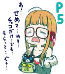  commentary gift glasses headphones jacket long_hair mizuki_maya morgana_(persona_5) orange_hair persona persona_5 sakura_futaba solo tears translation_request 