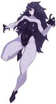  bandages black_hair breasts claws gen_1_pokemon gengar highres huge_breasts long_hair personification pokemon red_eyes solo space_jin thick_thighs thighs wide_hips 