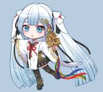  1girl aqua_eyes aqua_hair azaka_(pipponao) bell black_sandals black_skirt black_thighhighs blush chihaya_(clothing) hair_ornament hatsune_miku holding holding_bell japanese_clothes jingle_bell kagura_suzu long_hair long_sleeves looking_at_viewer miko musical_note musical_note_hair_ornament musical_note_print musical_staff musical_staff_print official_alternate_costume official_alternate_hairstyle open_mouth pleated_skirt sandals skirt snowflake_print solo thighhighs twintails very_long_hair vocaloid wide_sleeves yuki_miku yuki_miku_(2018) 