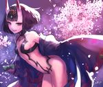  ass breasts cherry_blossoms fate/grand_order fate_(series) hair_ornament horns japanese_clothes kimono kona_(mmm3608) navel oni open_clothes open_kimono revealing_clothes ribbon shuten_douji_(fate/grand_order) small_breasts solo 