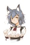  animal_ears blue_hair blush deel_(rkeg) gloves highres kyarun maid original short_hair sketch smile underbust yellow_eyes 