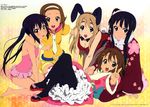  :d absurdres akitake_seiichi akiyama_mio animal_ears barefoot black_eyes black_hair blue_eyes bow bowtie breasts brown_eyes brown_hair bunny_ears bunny_girl bunnysuit casual_one-piece_swimsuit cleavage costume eyebrows fur-trimmed_kimono fur_trim furisode fuwafuwa_time hairband highres hirasawa_yui japanese_clothes k-on! kimono kotobuki_tsumugi lingerie long_hair medium_breasts megami mod_fashion multiple_girls nakano_azusa necktie new_year non-web_source obi official_art one-piece_swimsuit open_mouth pantyhose petticoat pink_swimsuit sash short_hair short_kimono side_ponytail smile swimsuit tainaka_ritsu thighhighs tutu twintails underwear v very_long_hair 