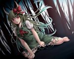  bad_id bad_pixiv_id barefoot ex-keine green_hair horns kamishirasawa_keine long_hair mochi.f red_eyes solo touhou 