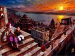  1girl bird bounen_no_xam'd cityscape duplicate eating nakiami scenery sunset wallpaper yango 